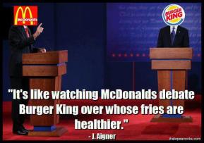 Barack Obama Mitt Romney - Debate - Aigner, J - Burger King McDonald's Which Fries Are More Healthier